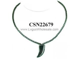 Hematite Stone Claw Pendant Beads Chain Choker Fashion Women Necklace